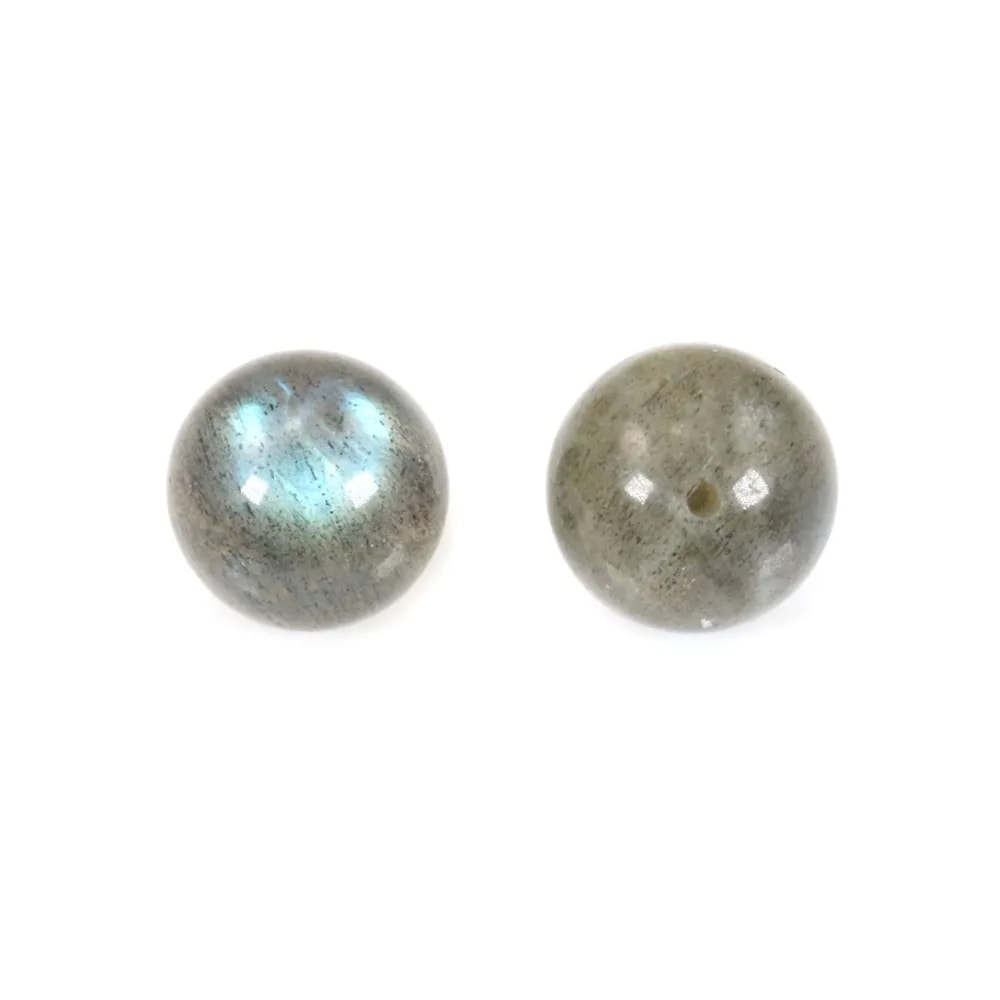 Labradorite semi-percé d'un coté, rond 8mm x 2pcs