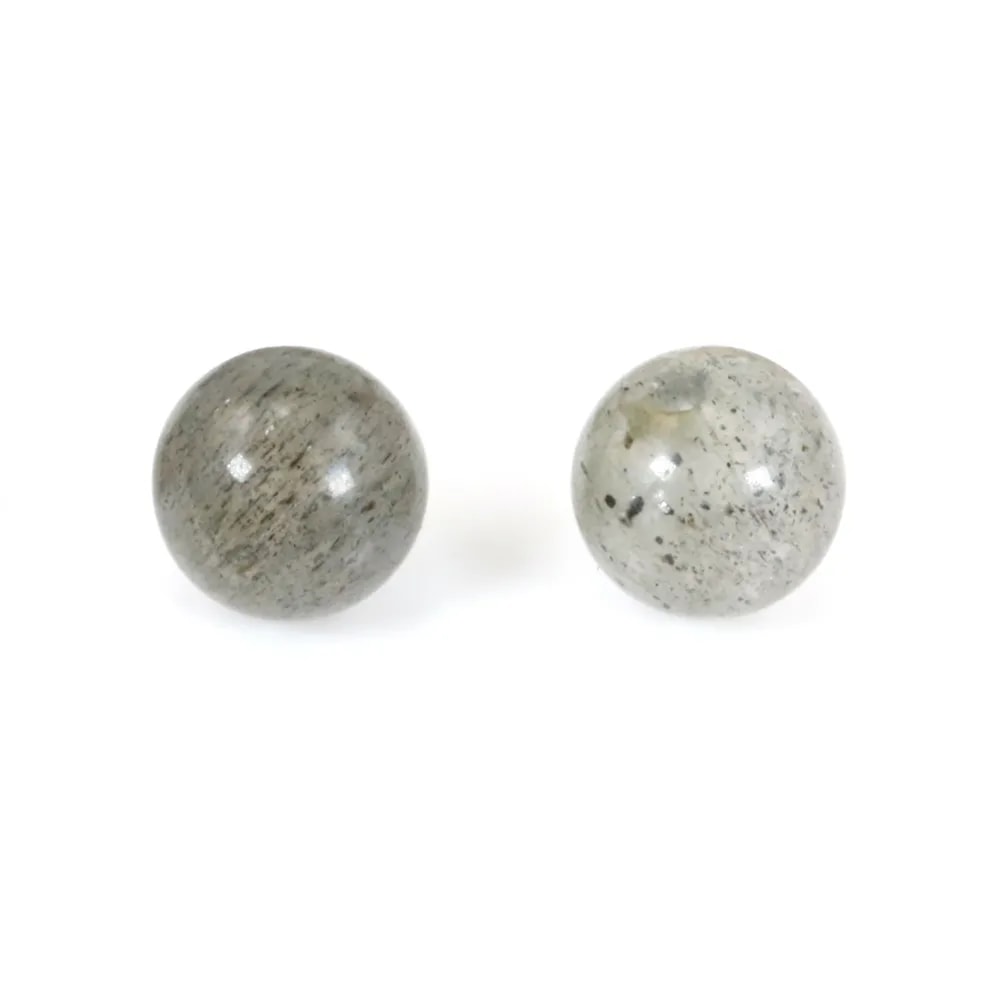 Labradorite semi-percé d'un coté, rond 6mm x 4pcs