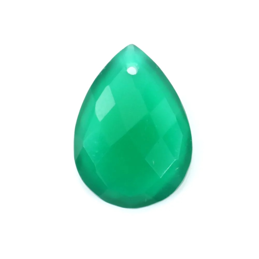 Agate verte,en forme de goutte facetté 13 * 18mm x 1pc