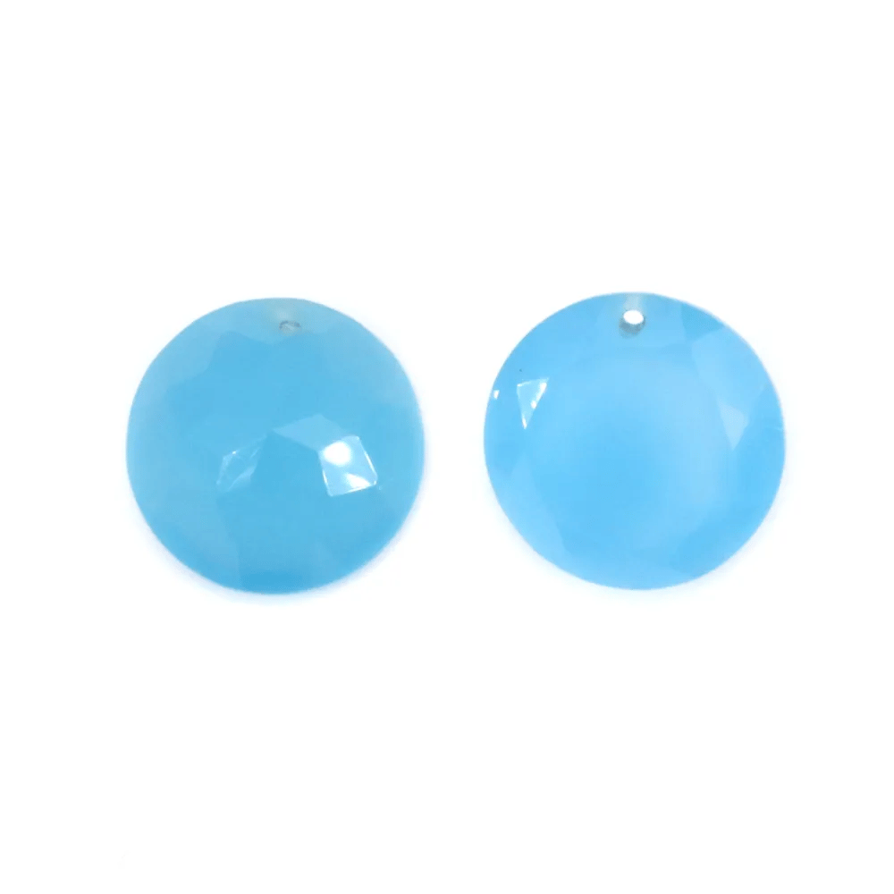 Pendentif calcédoine teinté rond facette 15mm x 1pc