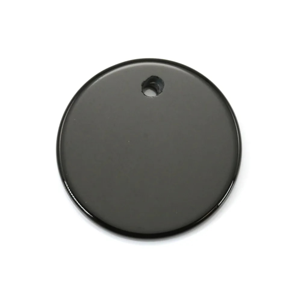 Pendant black agate round 16mm x 1pc