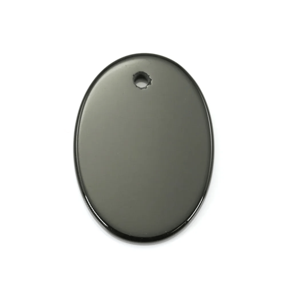 Pendentif agate noir ovale 18x25mm x 1pc