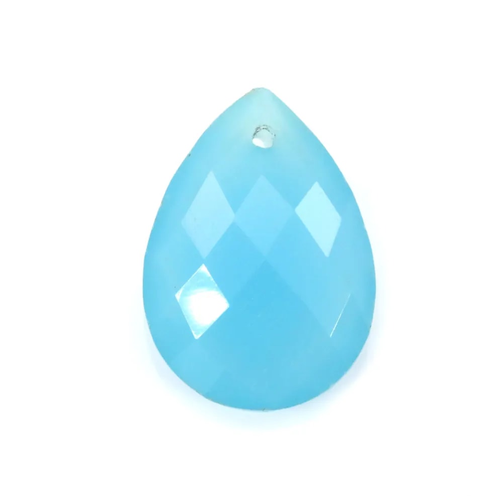 Calcedoine bleue, en forme de goutte facetté 13 * 18mm x 1pc