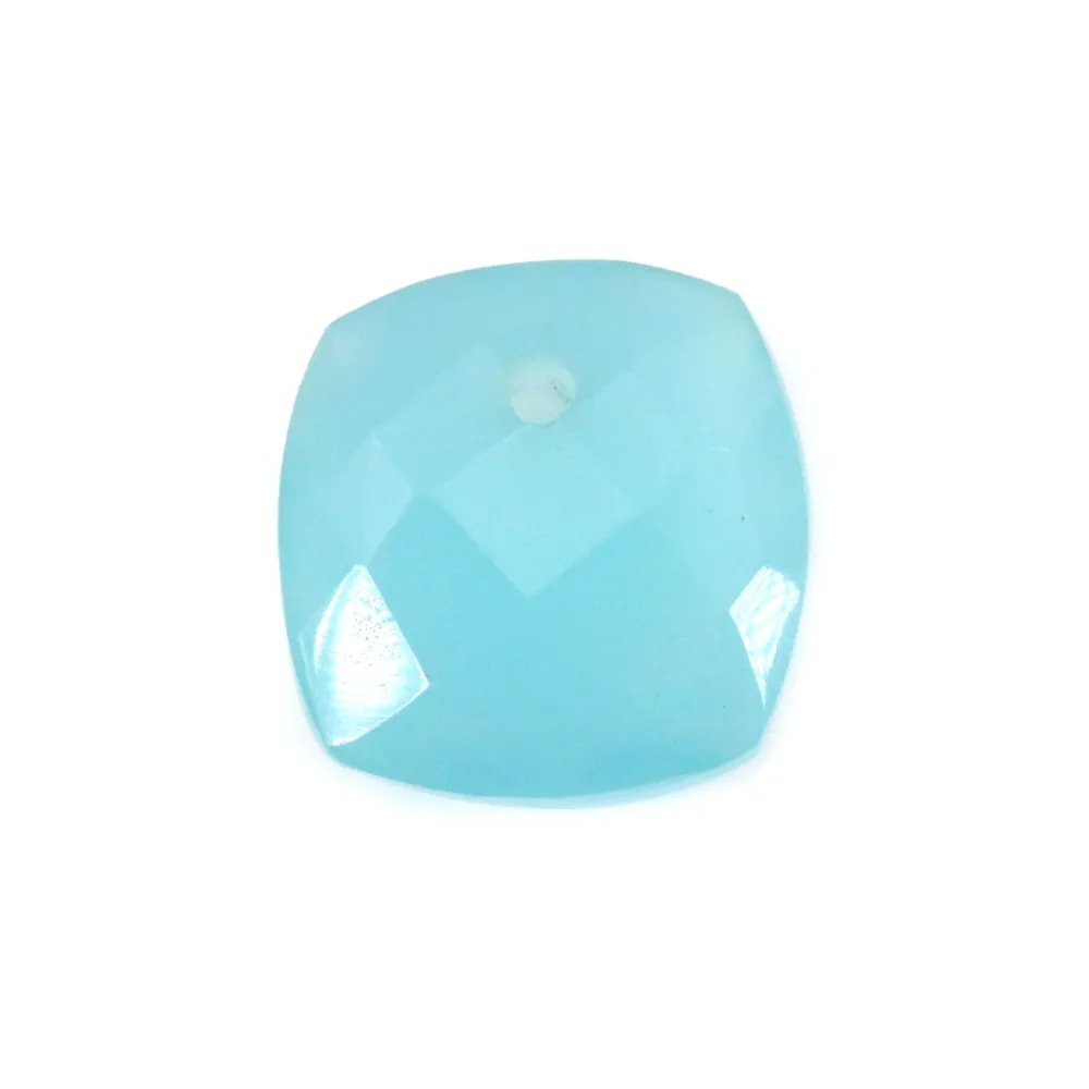 Pendentif calcédoine bleu facette 10mm x 1pc
