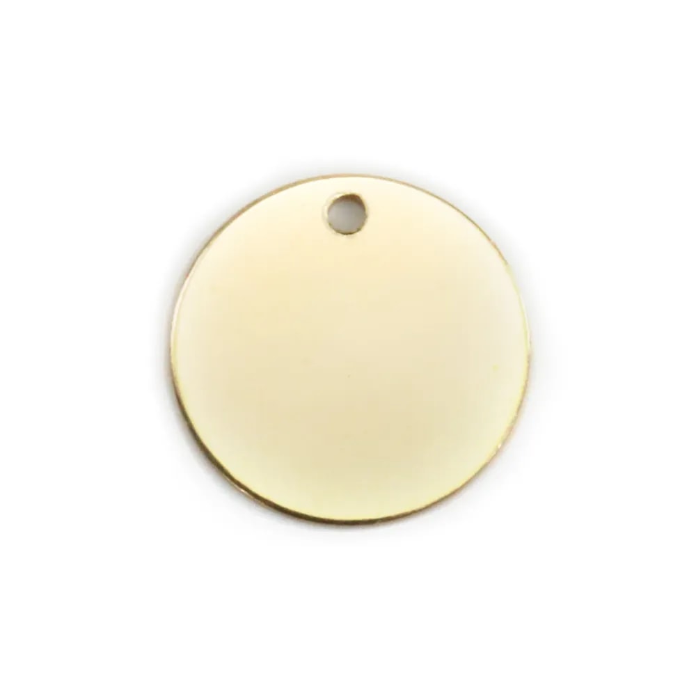 Breloque ronde médaille à graver en gold-filled, 11mm x 1pc