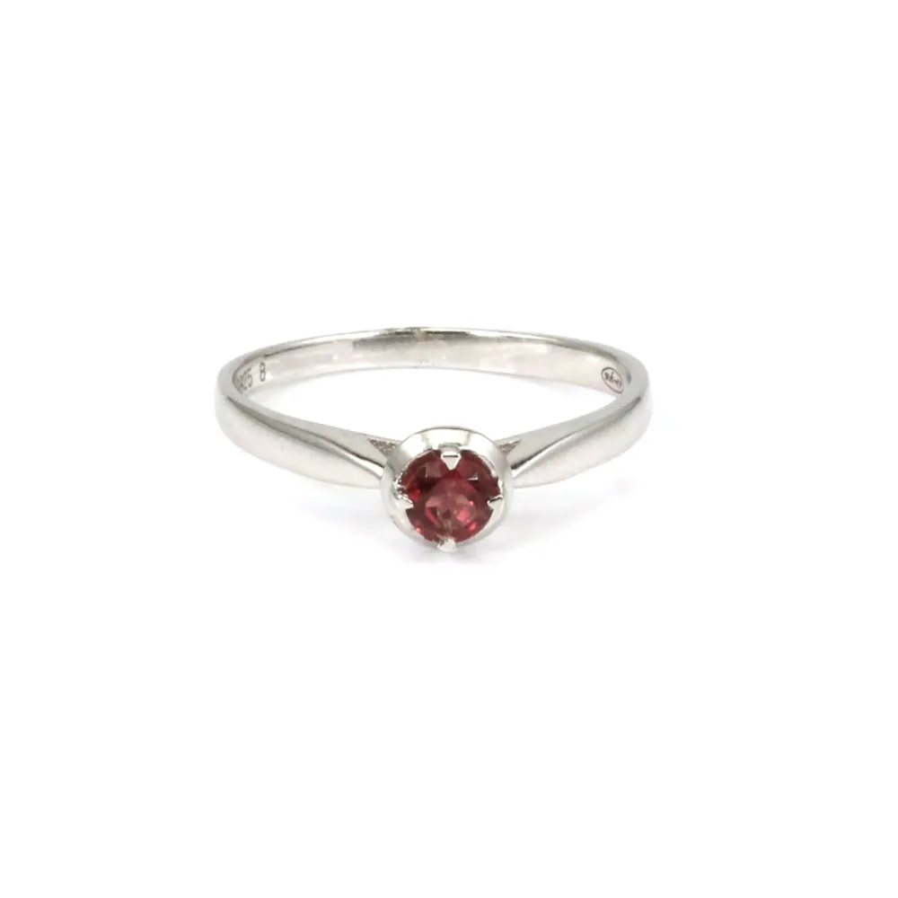 Red tourmaline ring 925 silver rhodium x 1pc