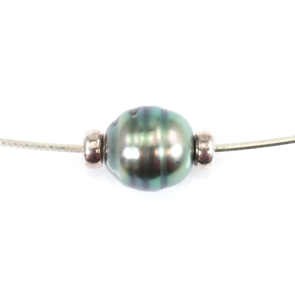 Collier  Perles Tahiti Chaîne Argent 925 40cm x 1pc