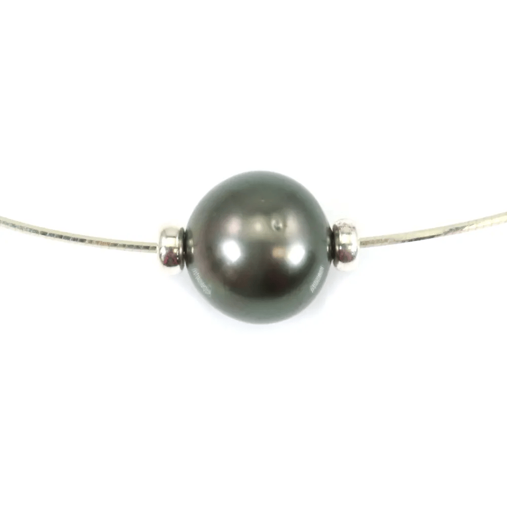 Collier  Perles Tahiti Chaîne Argent 925 40cm x 1pc