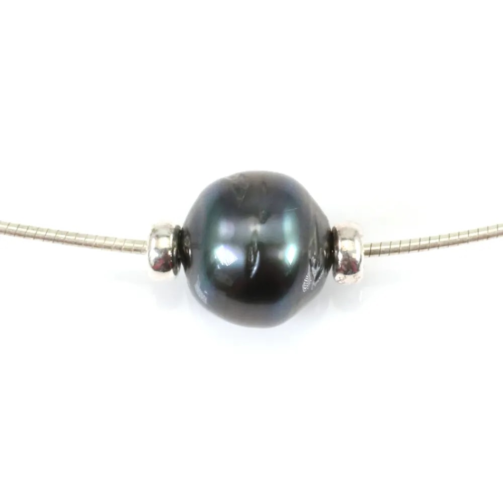 Collier  Perles Tahiti Chaîne Argent 925 45cm x 1pc