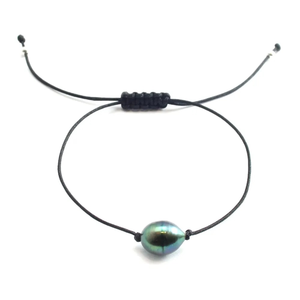 Bracelet cordon perle d'eau douce grise