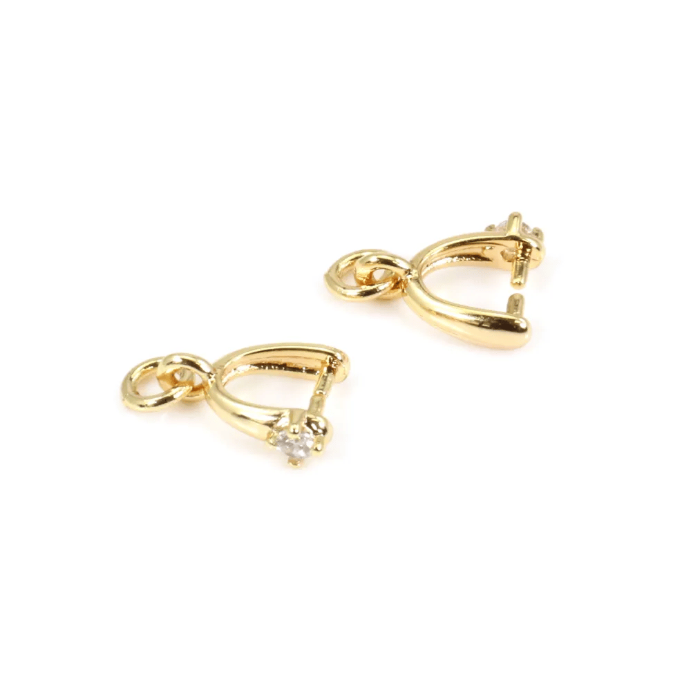 Clip per ciondolo in strass oro 16K - 11,5 mm x 2 pezzi