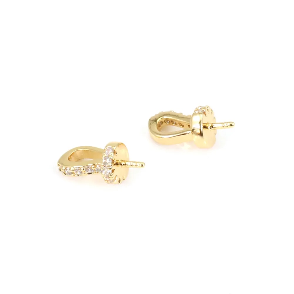 Pendant Bail strass for half-16K gold bead - 10.5mm x 2pcs