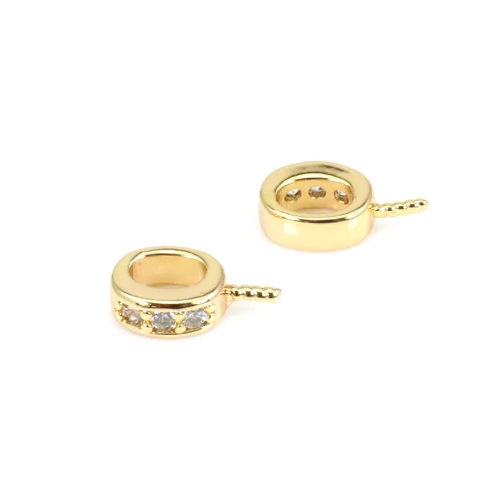 Bélière strass pour semi-percé doré 16K - 9mm x 2pcs