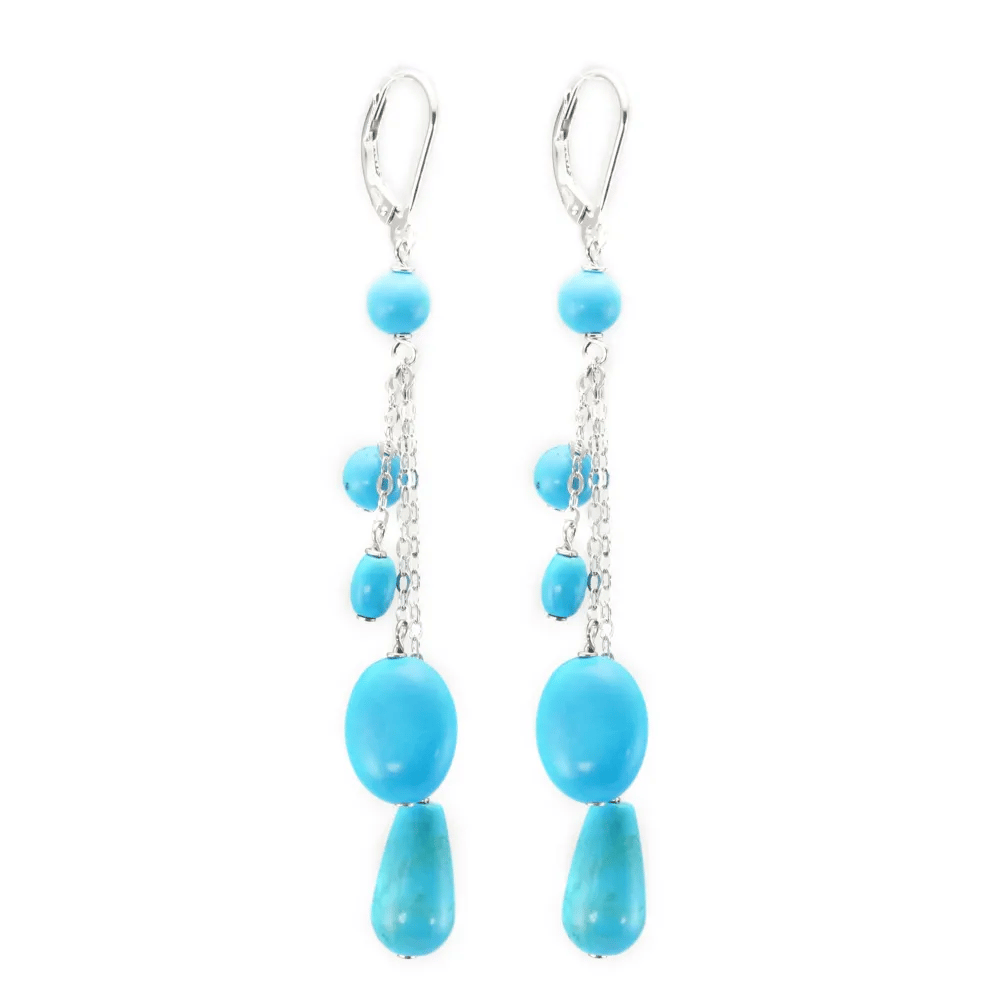 Boucle d'oreille turquoise reconstitué bleu argent 925 dormeuse x 2pcs