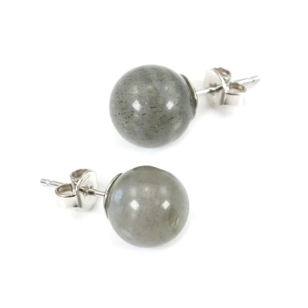 Boucle d'oreille argent 925 labradorite 10mm x 2pcs