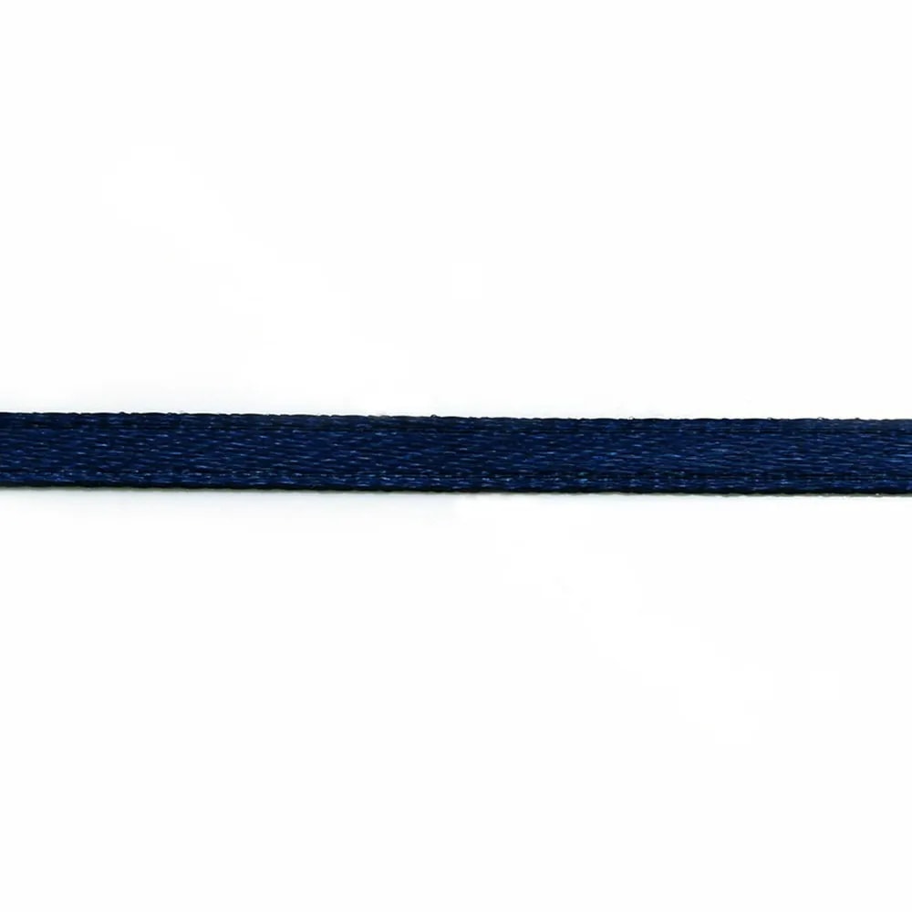 Fil polyester Double face satin 3mm Bleu fonceX 5 m