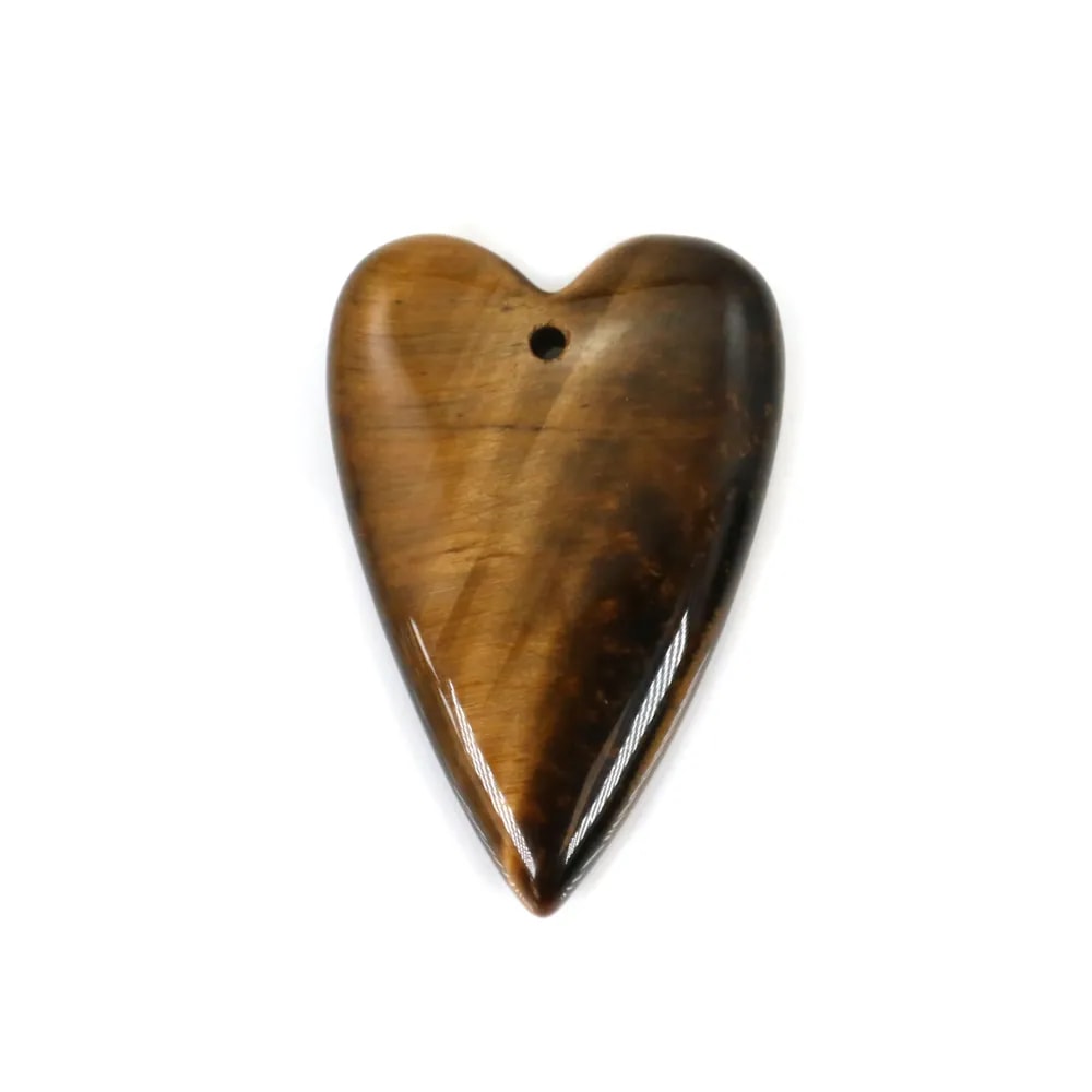 Pendentif Oeil de Tigre coeur 20x30mm x 1pc
