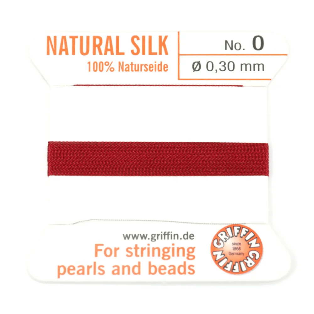 Fil de soie 0.3mm attaché à une aiguille grenat x 2m