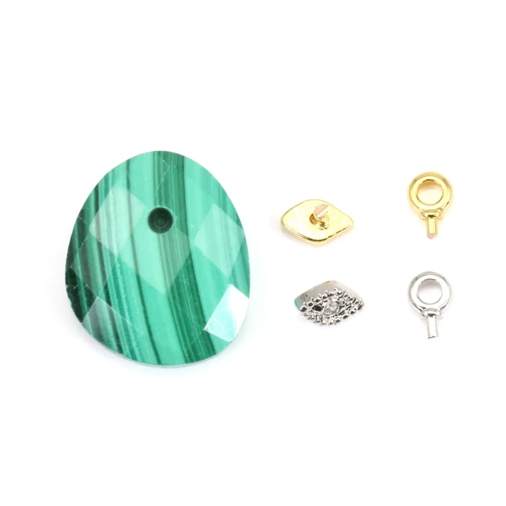 Pendentif Amazonite goutte décoré oeil - 12x14mm x 1pc