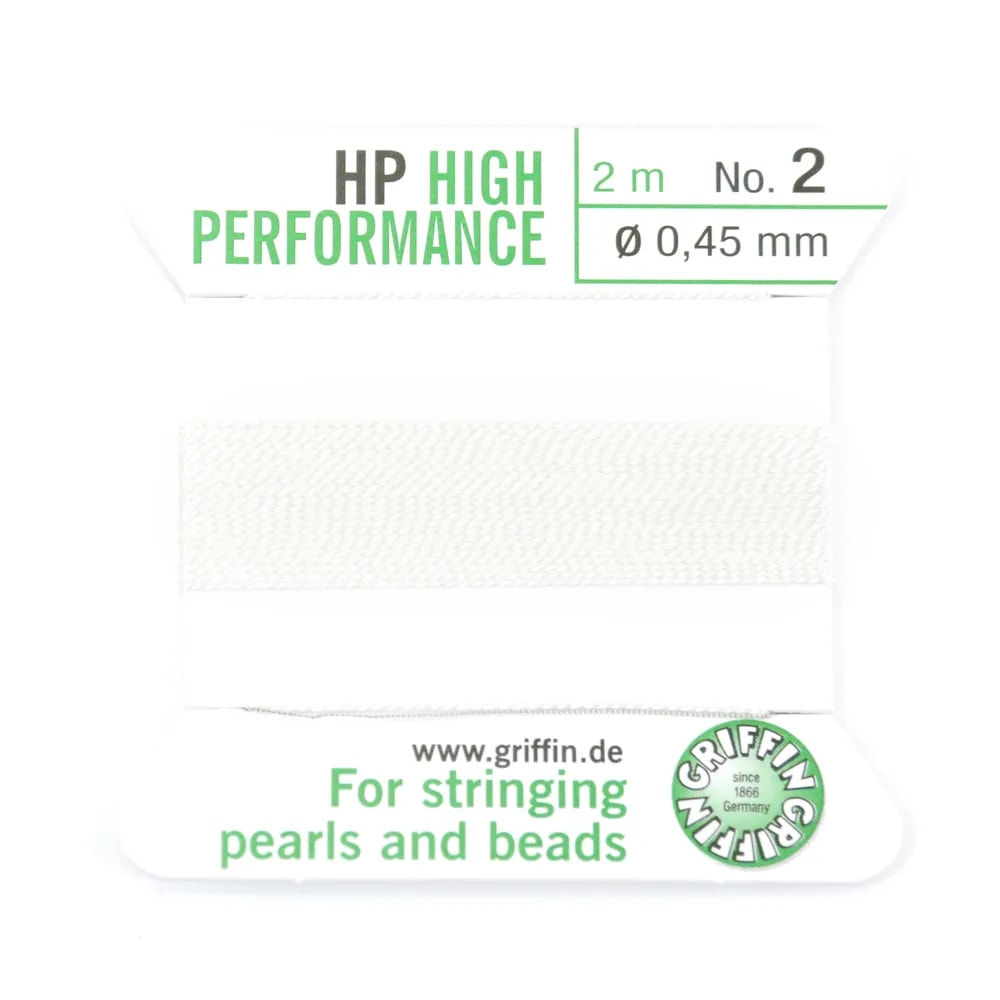 Fil haute performance blanc 0.35mm attaché à une aiguille x 2m
