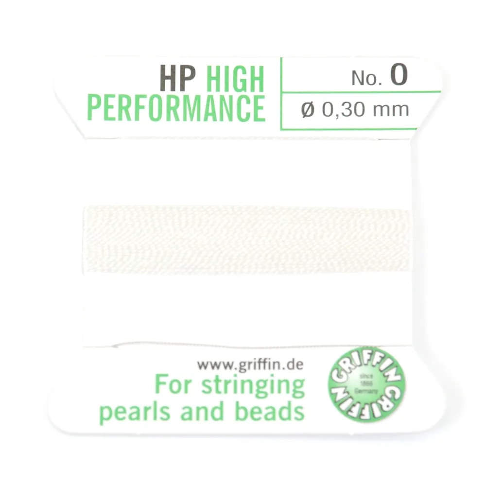 Fil haute performance blanc 0.3mm attaché à une aiguille x 2m