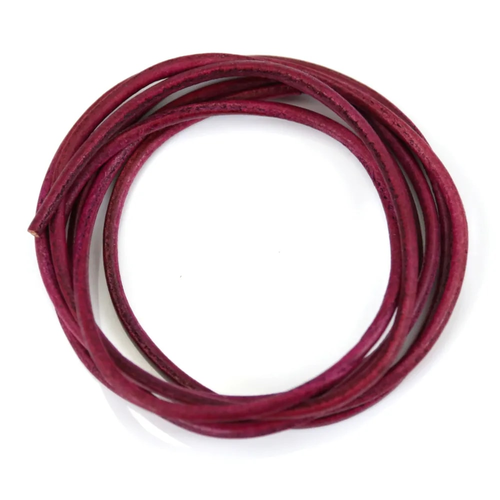 Ruban de cuir vachette fuschia 2mm x 1m