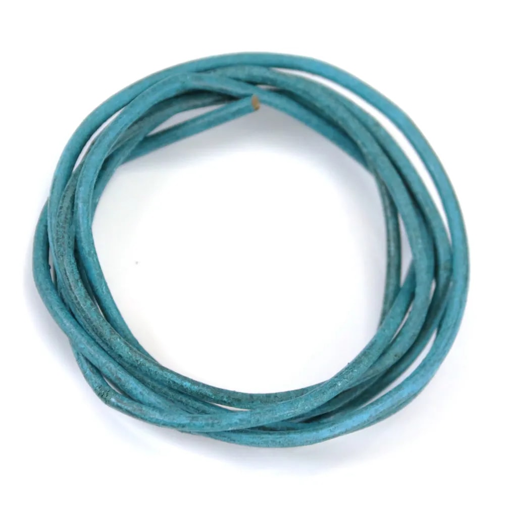 Ruban de cuir vachette turquoise 2mm x 1m