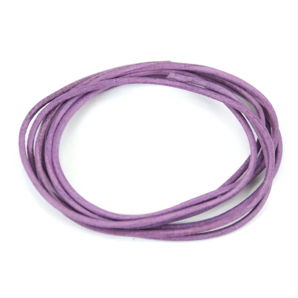Ruban de cuir vachette lilas 1.3mm x 1m