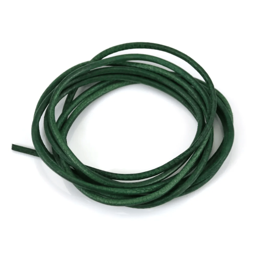 Ruban de cuir de chevreau  vert 1.3mm x 1m