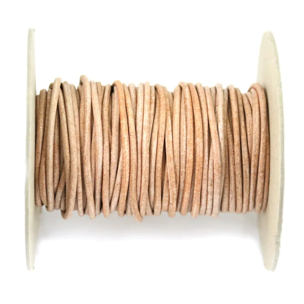 Natural rounded buffalo leather cord 2mm x 1m