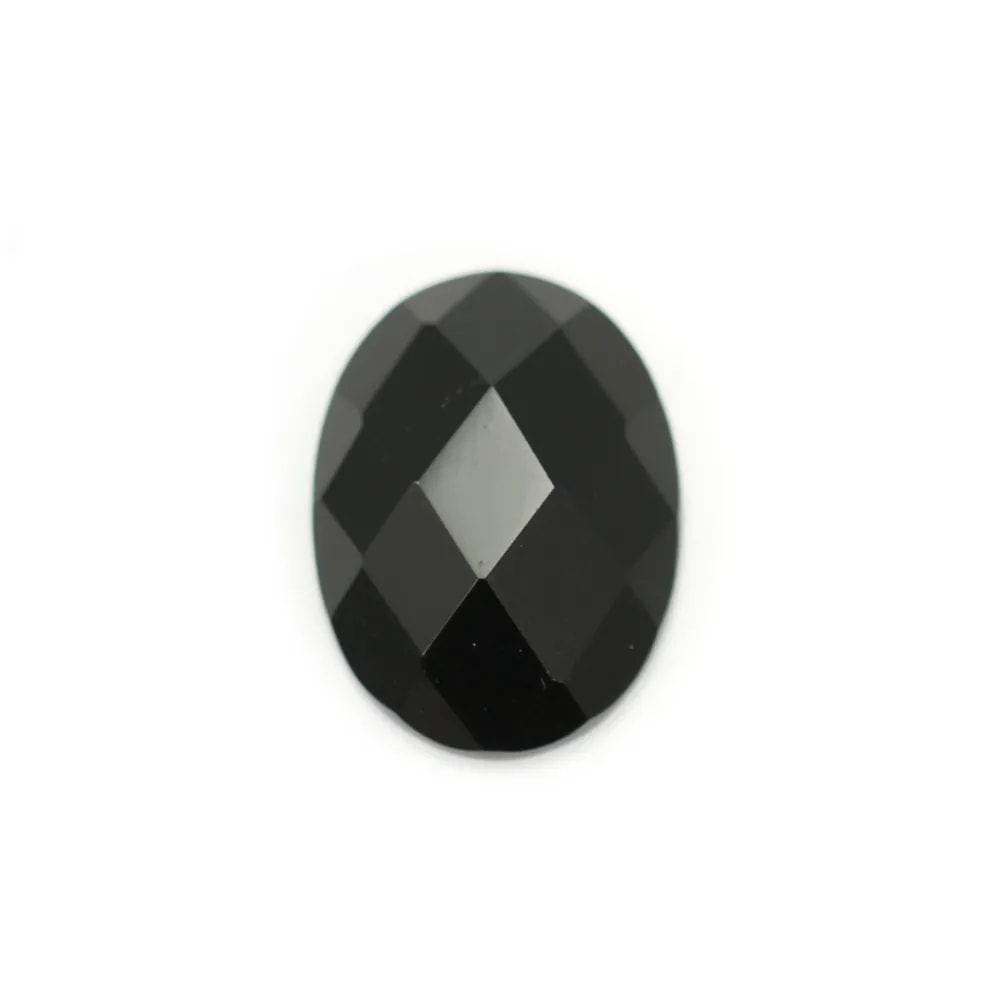 Onice nero ovale sfaccettato cabochon 10x14mm x 1pc