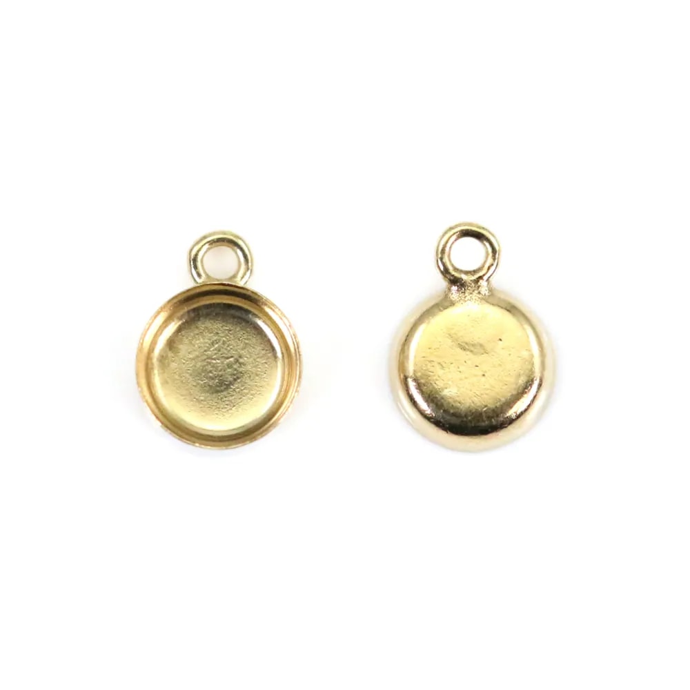 Gold Filled Anhänger gefasst für runden Cabochon 4mm x 1pc