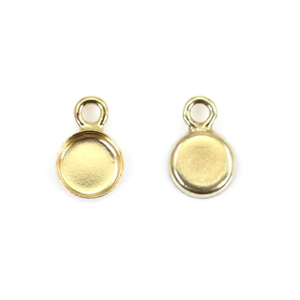 Gold Filled Anhänger gefasst für runden Cabochon 3mm x 1pc