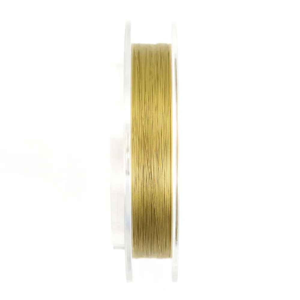 Cable de acero de 7 hebras enfundado en nailon dorado 0,18 mm x 100 m