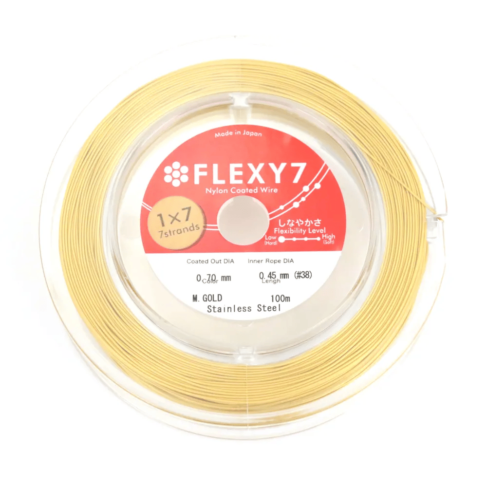 7-strand steel cable sheathed in gold-plated nylon 0.70mm x 100m