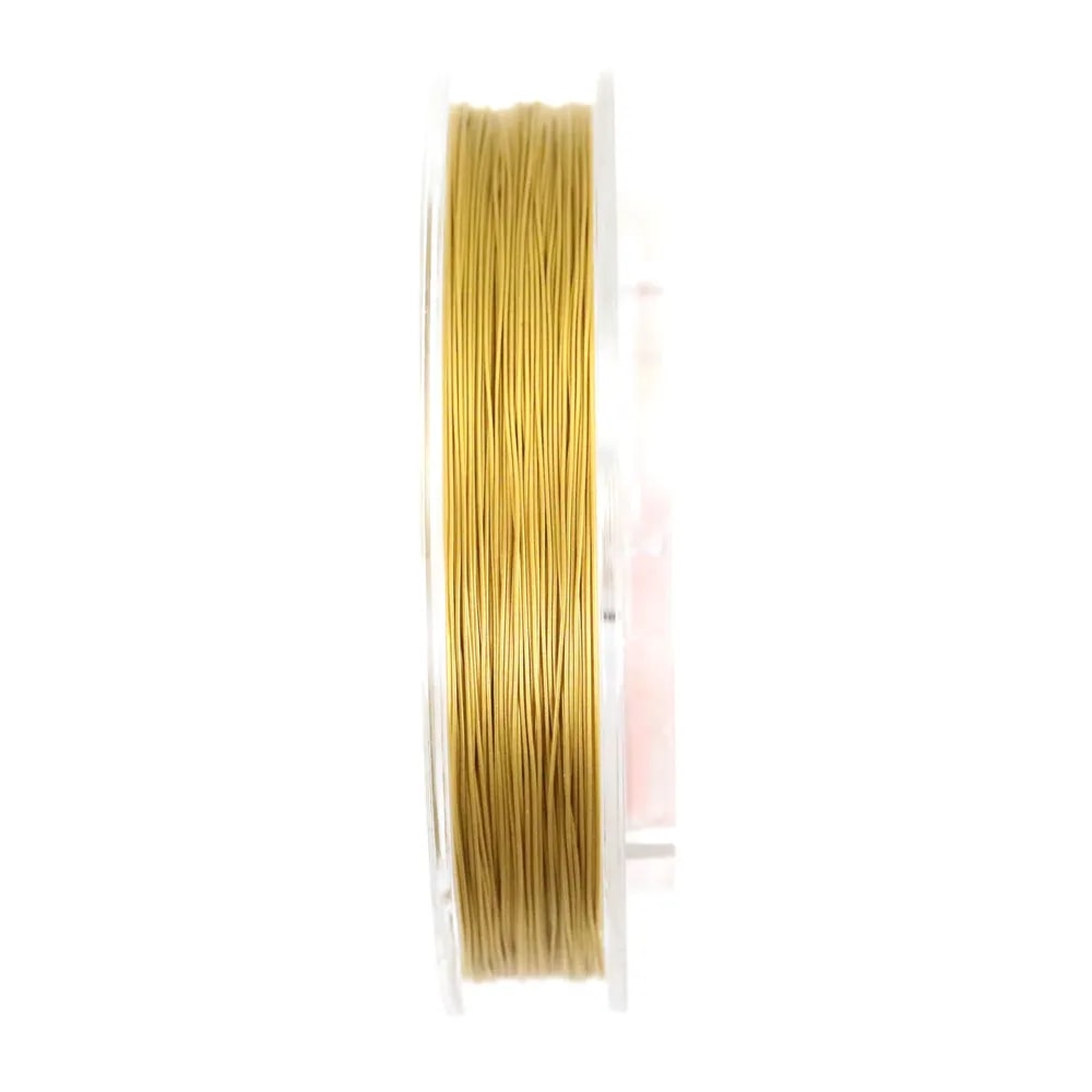 Fil câblé acier 7 brins gainé nylon doré 0.4mm x 100m