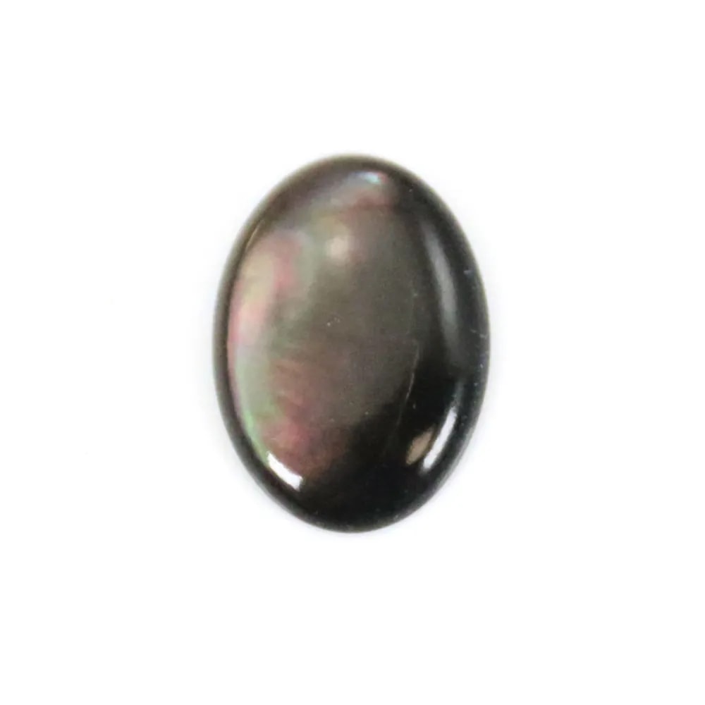 Cabujón ovalado de nácar gris 10x14mm x 1ud
