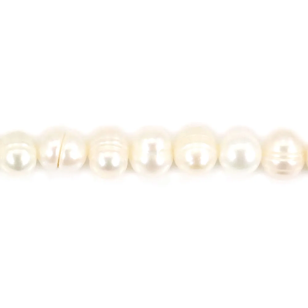 Perle de culture d'eau douce, blanche, ovale, 6-7mm x 36cm
