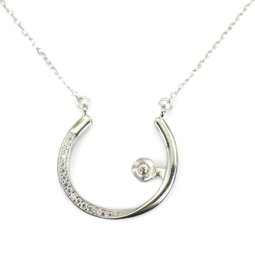 Chaîne en argent 925 rhodié maille ovale & zirconium pour perle semi percé x 45cm