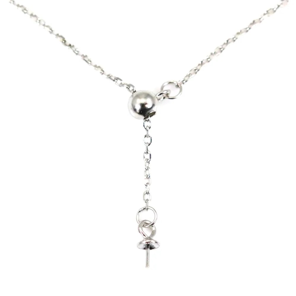 Chaîne en argent 925 rhodié maille ovale pour perle semi percéex 45cm