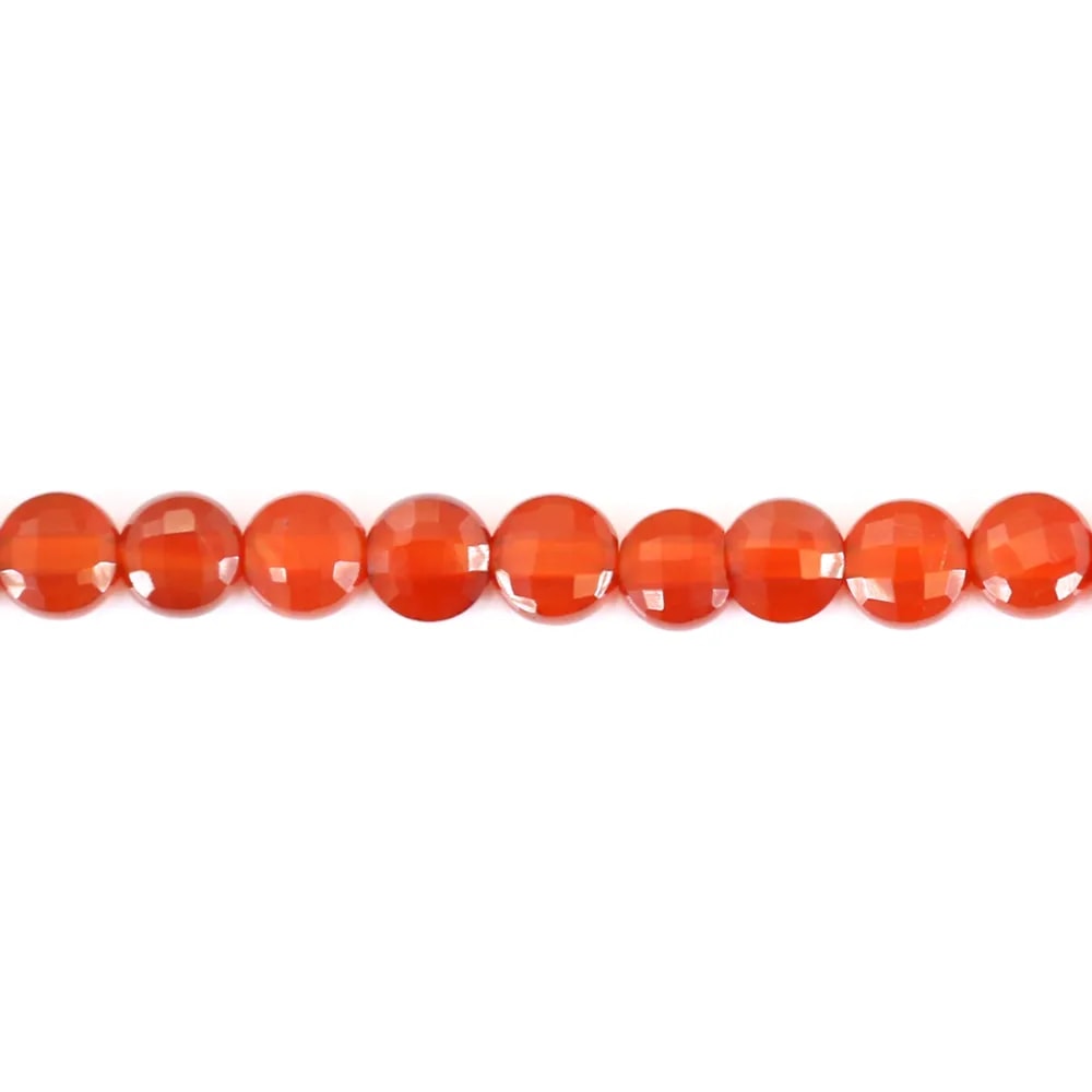 Agate rouge rond plat facetté 4mm x 40cm