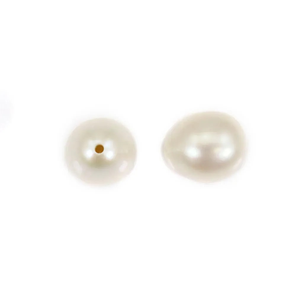 Süßwasser-Zuchtperle, halb durchbohrt, weiß, Tropfen, 6-7mm x 1St