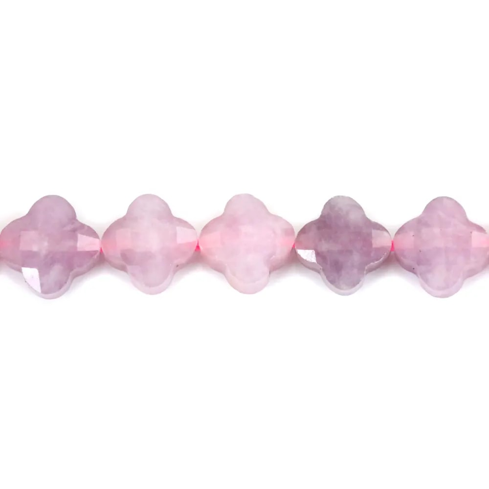 Lépidolite trèfle facetté 10mm x 40cm
