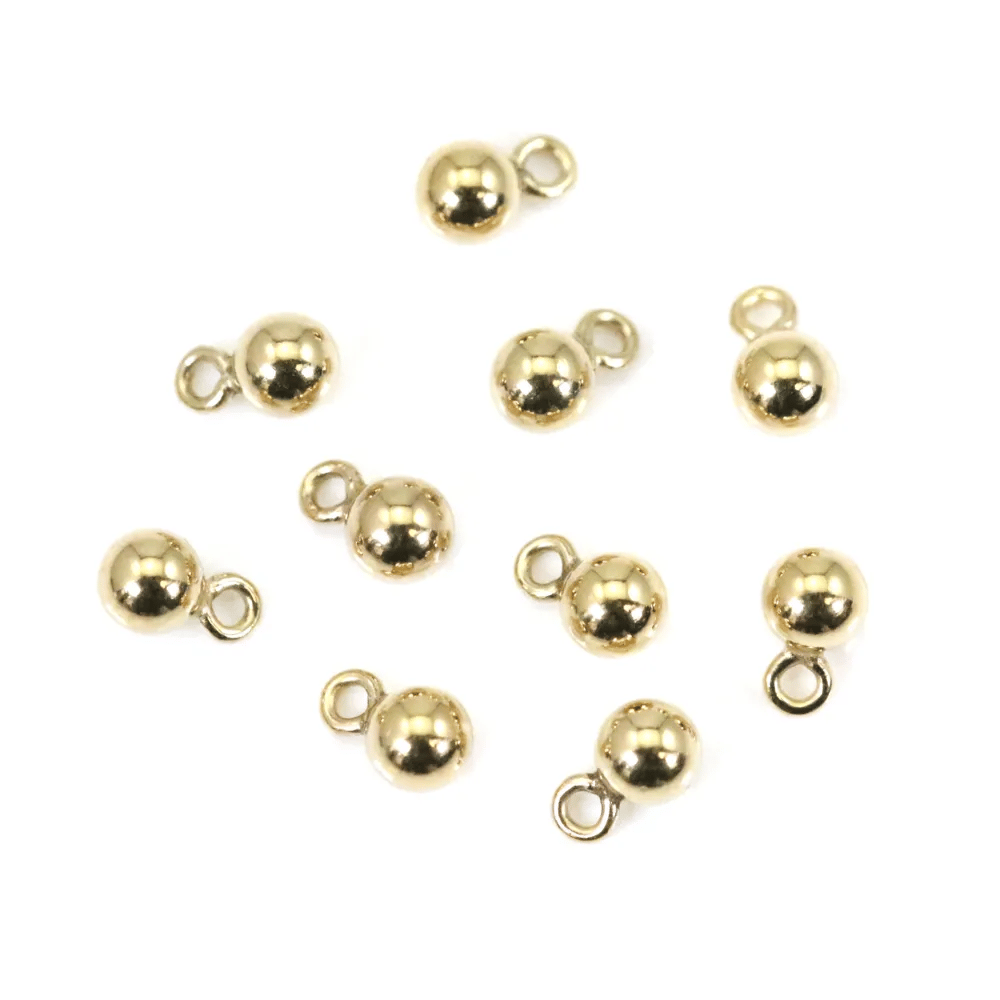 Breloque en Gold Filled, en forme de boule avec anneau, 3mm x 2pcs