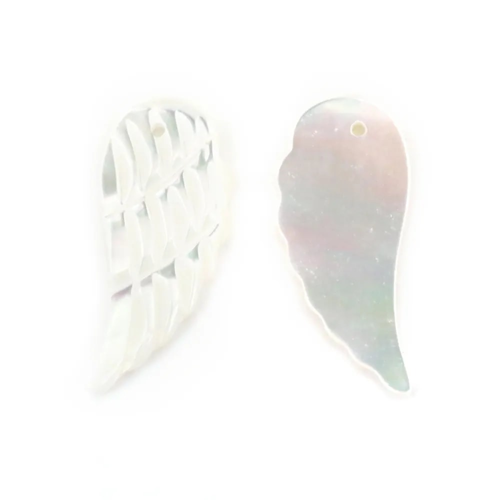 Nacre Blanche en forme d'aile 10x22mm x 1pc