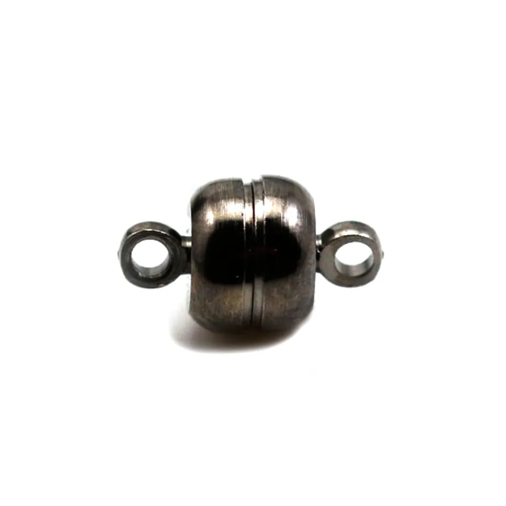 Fermoirs ronds et plats aimantés en métal noir de 7 * 5.5mm x 10pcs