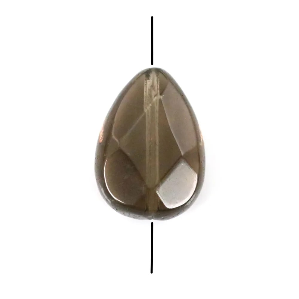 Quartz fumé goutte plate facette 6.5x7mm x 40cm