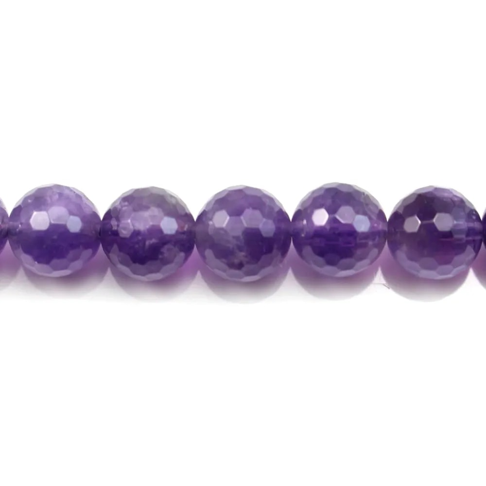 Améthyste Ronde Facette 14mm x 40cm
