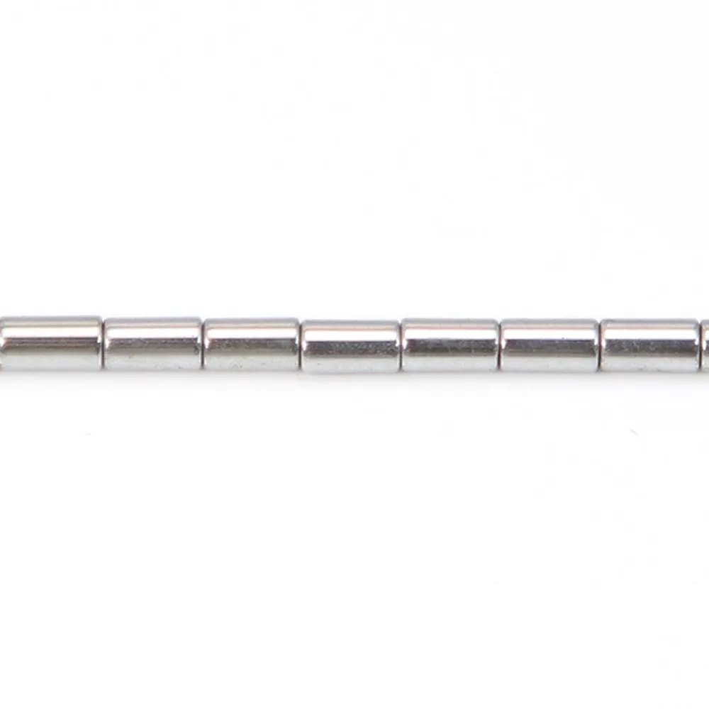 Hématite argenté tube 2x4mm x 10pcs
