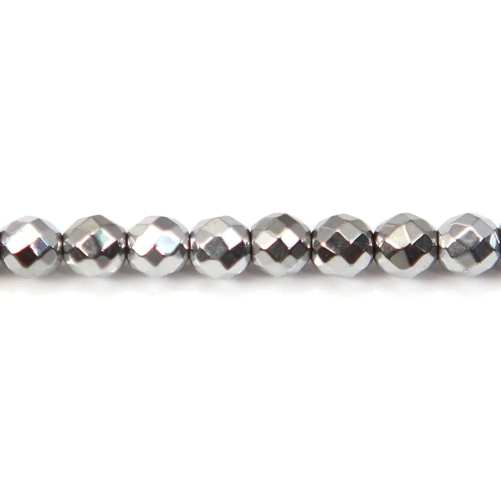 Hématite argenté ronde facette 2mm x 10pcs